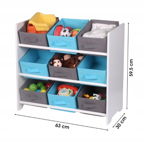 Regał organizer na zabawki + pudełka 66x30x59 cm